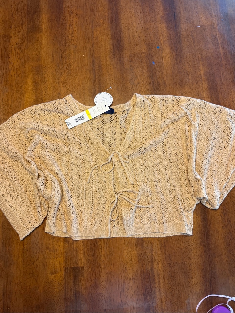 Joseph A Beige Knit Tie-Front Women’s Top MSRP $68